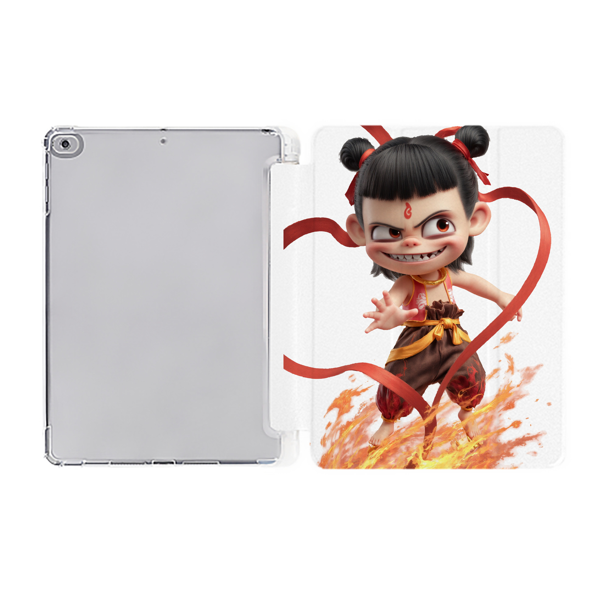 （画像用） Ne Zha 2 ナタ 魔童の大暴れ IPad ケース ペン収納付き 三つ折りスタンド PUレザー×シリコン 対応機種9.5/10.5/10.9インチ
